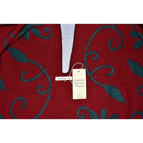 B0 NWT MOSS ROSE Teal Flower Knit Fringed Square Poncho Cape Wrap Shawl Size O/S - Picture 5 of 6